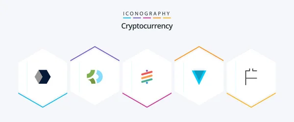Cryptocurrency Flat Icon Pack Including First Coin Crypto Rise Coin — Stock vektor