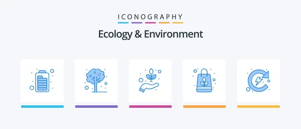 Ecology Environment Blue Icon Pack Including Energy Natural Environment Recycle — Vector de stock
