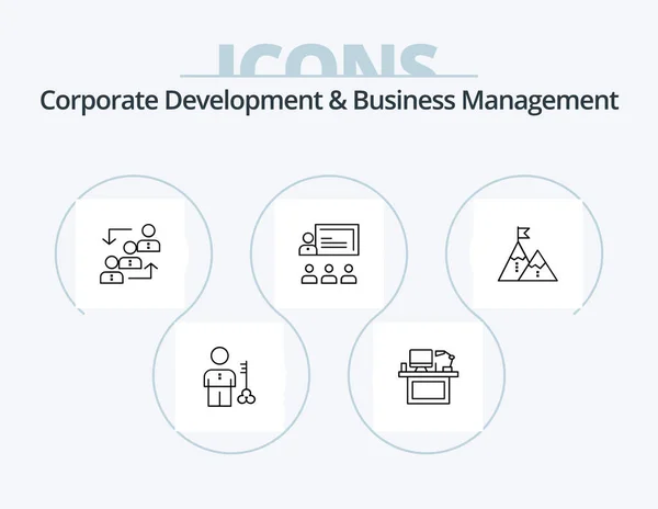 Corporate Development Business Management Line Icon Pack Icon Design Finish — Stock vektor