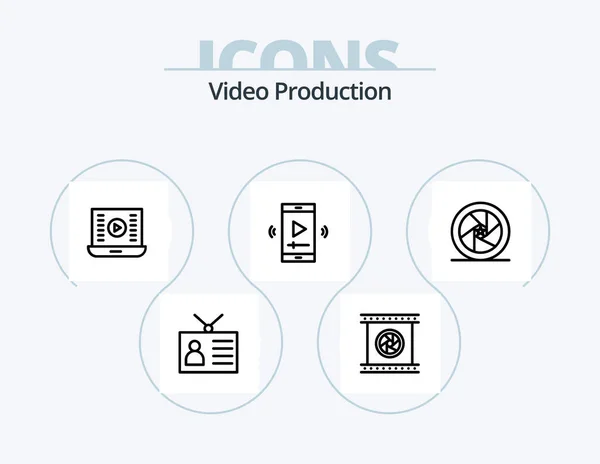 Video Production Line Icon Pack Icon Design Professional Camera Handycam — Wektor stockowy