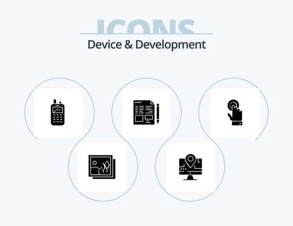 Device Development Glyph Icon Pack Icon Design Touchscreen Education Phone — Stock Vector