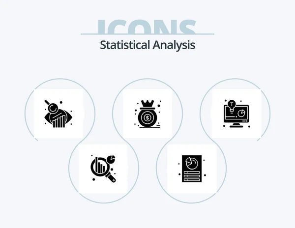Statistical Analysis Glyph Icon Pack Icon Design Business Report Business — Stockvector