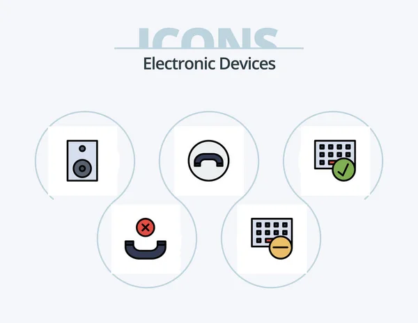 Devices Line Filled Icon Pack Icon Design Chipset Keyboard Gadget — Stok Vektör