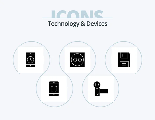 Devices Glyph Icon Pack Icon Design Plug Cord Gadgets Smartphone — Stok Vektör