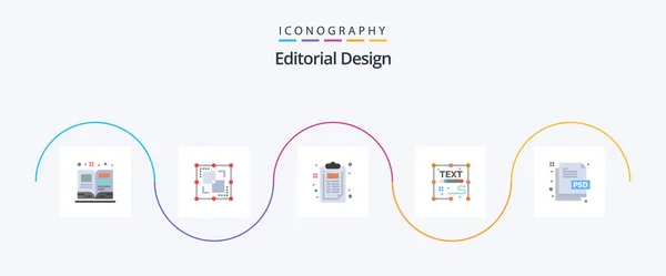 Editorial Design Flat Icon Pack Including Creative Page Checklist Document — Stockvektor