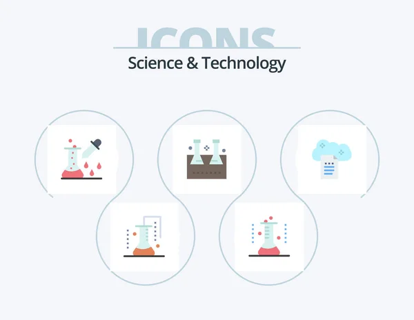 Science Technology Flat Icon Pack Icon Design File Storage Cloud — Stock Vector