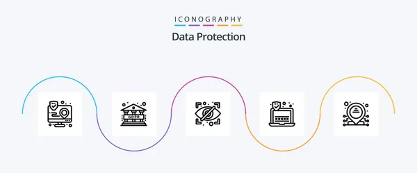 Data Protection Line Icon Pack Including Address Block Laptop Password — Stockvector