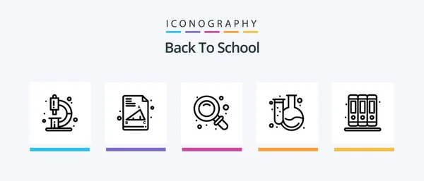 Back School Line Icon Pack Including Drawing Color Board Back — Stockvector