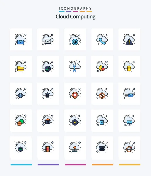 Creative Cloud Computing Line Filled Icon Pack Error Telephone Cloud — Stockvektor
