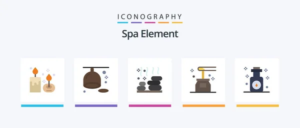 Spa Element Flat Icon Pack Including Yoga Oil Lemon Honey — Vetor de Stock