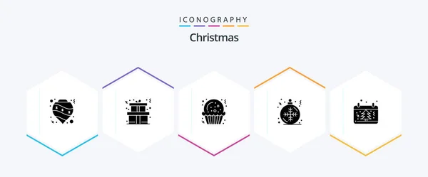 Christmas Glyph Icon Pack Including Christmas Calendar Christmas Winter Christmas — Stok Vektör