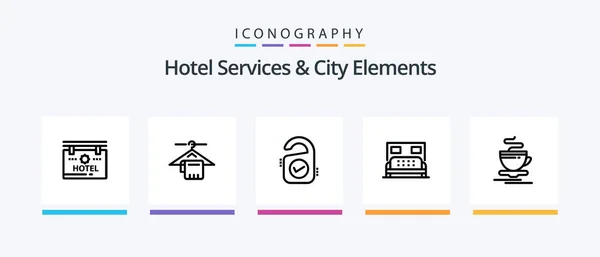 Hotel Services City Elements Line Icon Pack Including Non Concierge — Archivo Imágenes Vectoriales