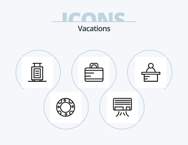Vacations Line Icon Pack Icon Design Group View Elevator Cam — Wektor stockowy
