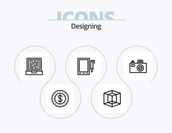 Designing Line Icon Pack Icon Design Design Cell Play Mobile — Vetor de Stock