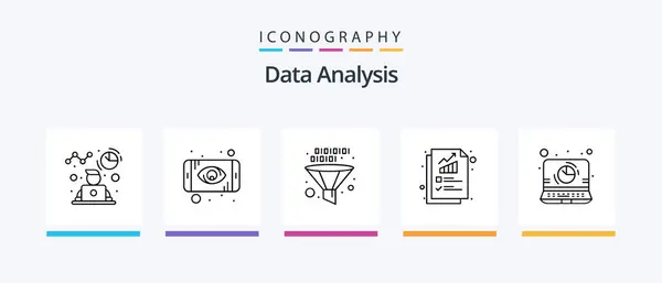 Data Analysis Line Icon Pack Including Price Tag Report Digital — Stok Vektör