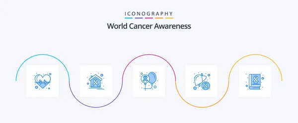 World Cancer Awareness Blue Icon Pack Including Liver Disease House — Archivo Imágenes Vectoriales