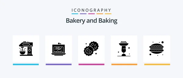 Baking Glyph Icon Pack Including Stand Cupcake Dessert Cooking Cutter — Vettoriale Stock