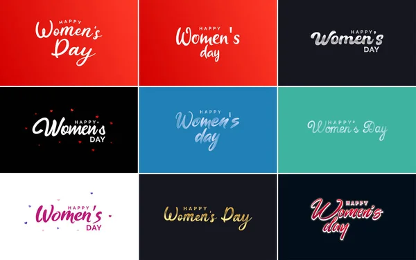 Pink Happy Women Day Typographical Design Elements Use International Women — Vetor de Stock