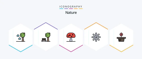 Nature Filledline Icon Pack Including Present Nature Nature Flower Nature — Image vectorielle