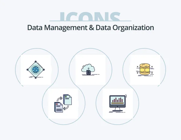 Data Management Data Organization Line Filled Icon Pack Icon Design — Stok Vektör