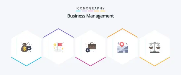 Business Management Flat Icon Pack Including Time Business Briefcase Management — Vector de stock