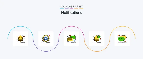 Notifications Line Filled Flat Icon Pack Including Notification Notification Options — Stock Vector