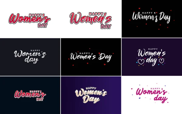 Happy Women Day Greeting Card Template Hand Lettering Text Design — Image vectorielle