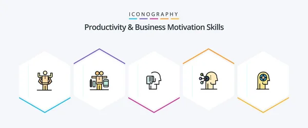 Productivity Business Motivation Skills Filledline Icon Pack Including Arrow Concentration — Wektor stockowy