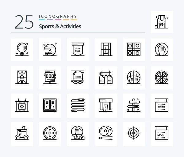 Sports Activities Line Icon Pack Including Pitch Athletics Sports Activities — Stock Vector