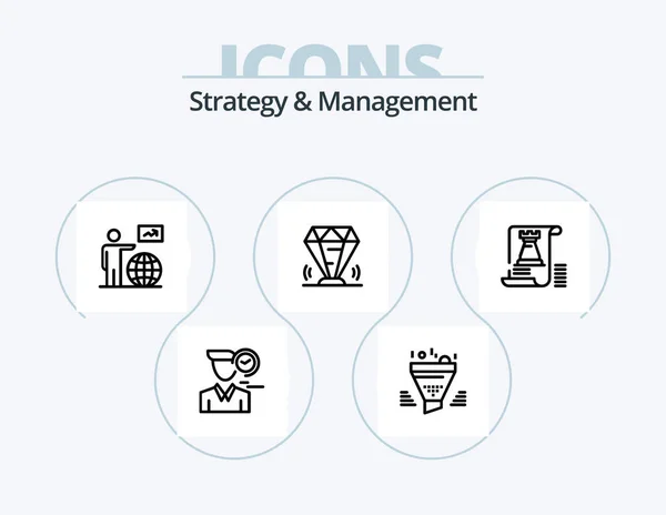 Strategy Management Line Icon Pack Icon Design User Bulb Strategy — Image vectorielle
