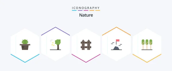 Nature Flat Icon Pack Including Nature Tree Trees Nature — Stock Vector
