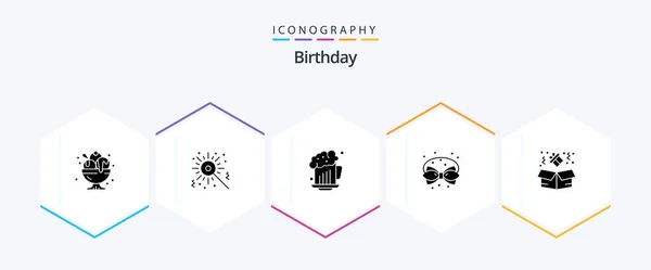 Birthday Glyph Icon Pack Including Birthday Decoration Alcohol Christmas Birthday — Stockový vektor