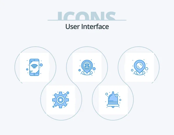 User Interface Blue Icon Pack Icon Design Pin Wifi Map — Stockový vektor
