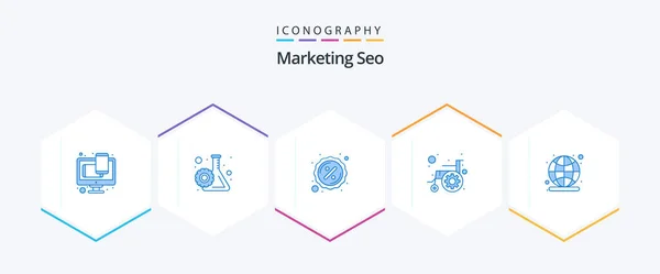 Marketing Seo Blue Icon Pack Including Campaign Convenience Badge Cogwheel — Wektor stockowy
