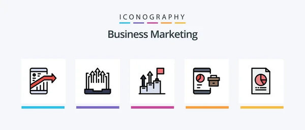 Business Marketing Line Filled Icon Pack Including Graph Business Marketing — Stockový vektor