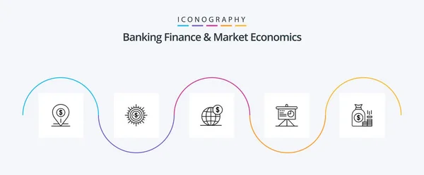 Banking Finance Market Economics Line Icon Pack Including International Business — Image vectorielle