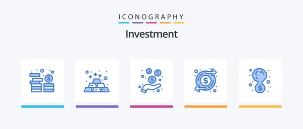 Investment Blue Icon Pack Including Development Money Dollar Investment Growth — Vetor de Stock