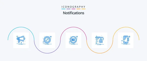 Notifications Blue Icon Pack Including Mobile Device Charge Train Bell — Stok Vektör