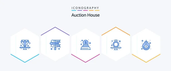 Auction Blue Icon Pack Including Label Ring Laws Present Present — Stockvektor