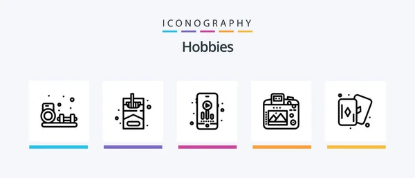 Hobbies Line Icon Pack Including Hobby Hobby Board Yarn Creative — 图库矢量图片