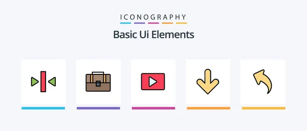 Basic Elements Line Filled Icon Pack Including Image Loading Arrows — Vector de stock