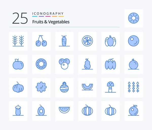 Fruits Vegetables Blue Color Icon Pack Including Vegetable Vegetables Vegetables — Archivo Imágenes Vectoriales