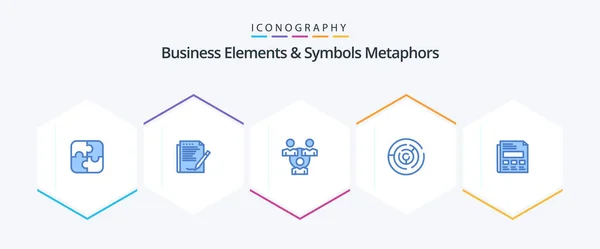 Business Elements Symbols Metaphors Blue Icon Pack Including Point Strategy — Archivo Imágenes Vectoriales