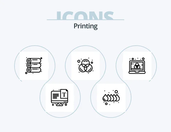 Printing Line Icon Pack Icon Design Ready Document File Water — Wektor stockowy
