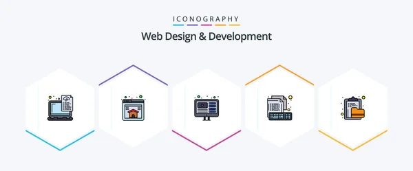Web Design Development Filledline Icon Pack Including Archive Keyboard Design — Stockvektor