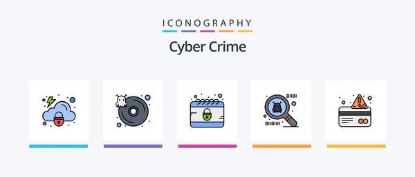 Cyber Crime Line Filled Icon Pack Including Security Cyber Antivirus — Stock Vector