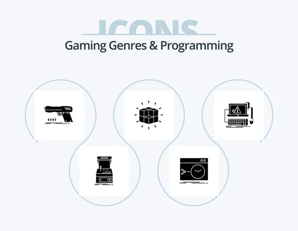 Gaming Genres Programming Glyph Icon Pack Icon Design Puzzle Box — Stockvektor
