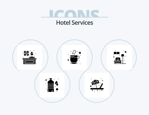 Hotel Services Glyph Icon Pack Icon Design Sofa Couch Lady — Vetor de Stock