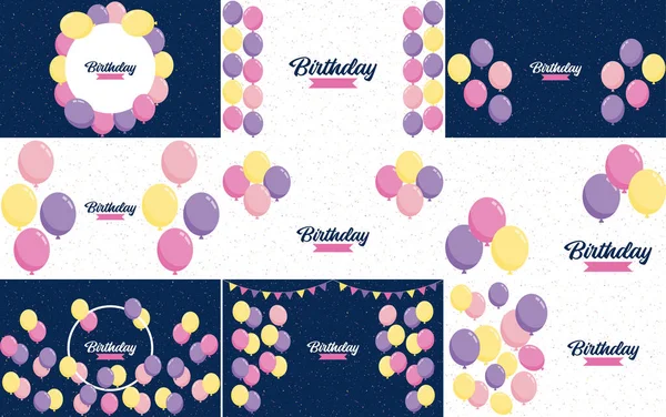 Happy Birthday Sleek Modern Font Gradient Color Scheme Confetti Effect — 图库矢量图片