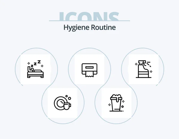 Hygiene Routine Line Icon Pack Icon Design Tissue Clean Cleaning — 图库矢量图片